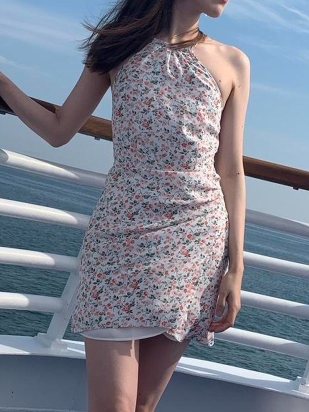 Abercrombie & Fitch Pink Floral Halter Mini Dress